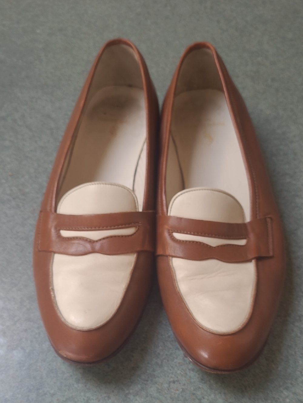 Ralph Lauren Brown and Cream Leather Penny Loafers